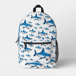 Stilvolles Blaues Hai-Muster Bedruckter Rucksack