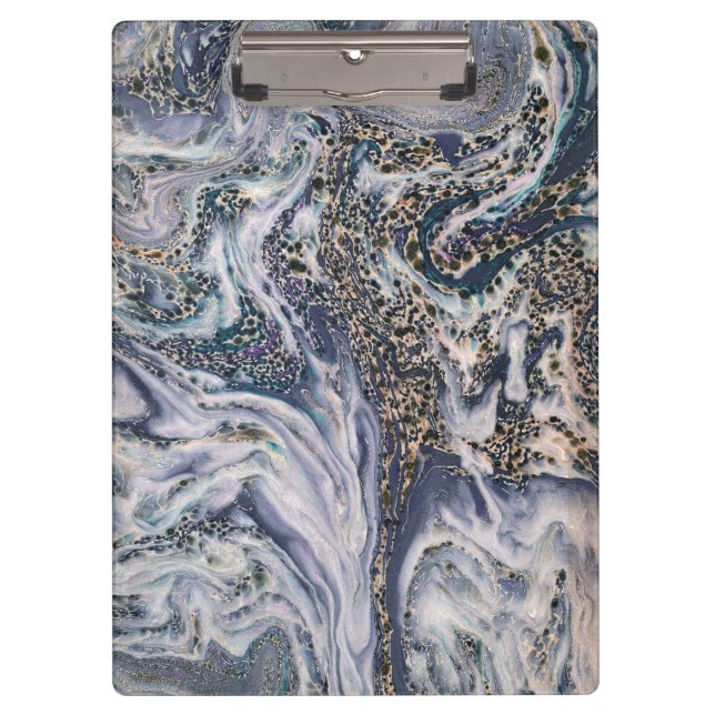Stilvolles blaues Marmoreffekt-Büro-Klemmbrett Klemmbrett (Vorderseite)