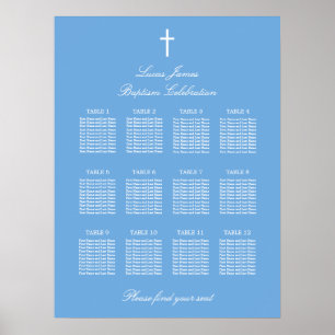 Stilvolles Blue 12 Table Baptim Seating Chart Post Poster
