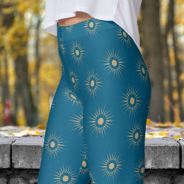 Stilvolles Blue Sun Burst Muster Leggings
