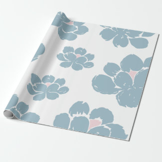 Stilvolles Blue & White Floral Boho Wrapping Paper Geschenkpapier