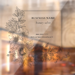 Stilvolles Blumengrenze Schönheitssalon Firmenname Fensteraufkleber