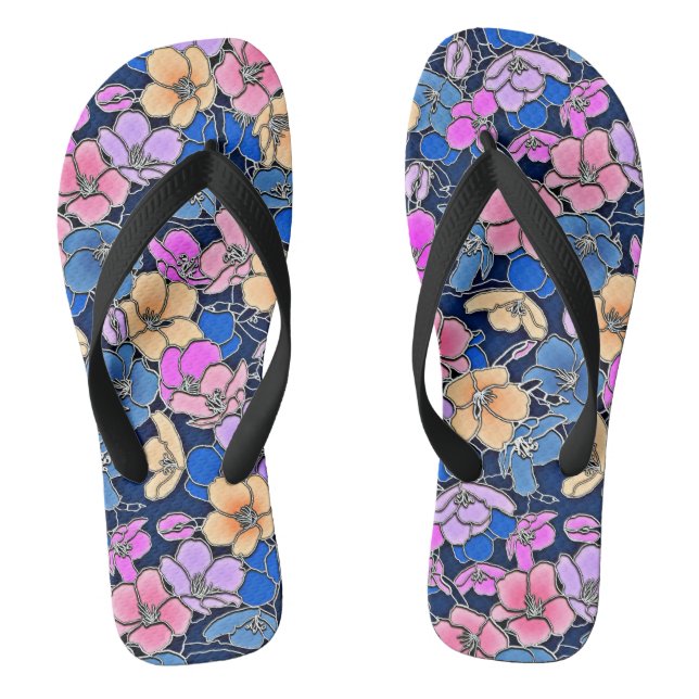 Stilvolles Blumenmuster 46 Flip Flops (Fußbett)