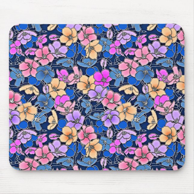 Stilvolles Blumenmuster 46 Mousepad (Vorne)