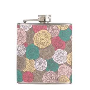 Stilvolles Blumenmuster. Helle Blumen Flachmann
