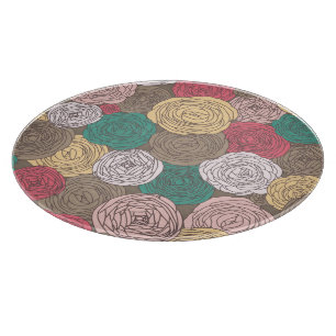 Stilvolles Blumenmuster. Helle Blumen Schneidebrett
