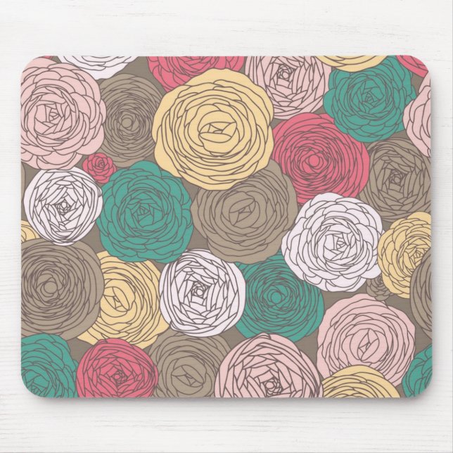 Stilvolles Blumenmuster. Helles Blumen Mousepad (Vorne)