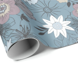 Stilvolles Blumenmuster mit blauen Blume Geschenkpapier