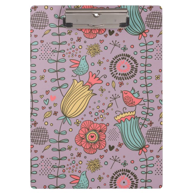Stilvolles Blumenmuster mit Blumen Klemmbrett (Vorderseite)