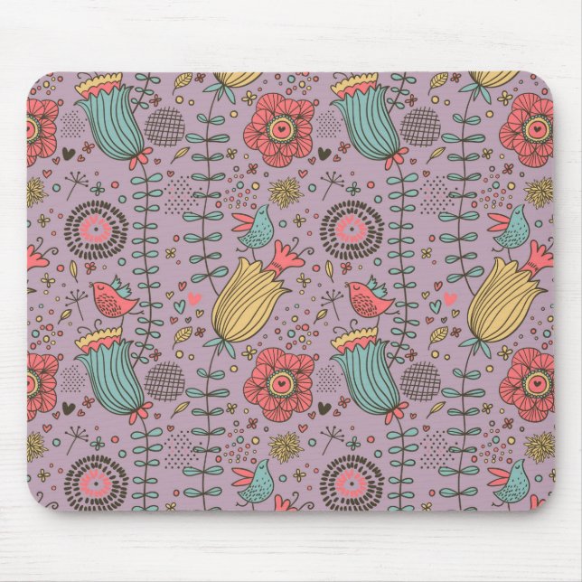 Stilvolles Blumenmuster mit Blumen Mousepad (Vorne)