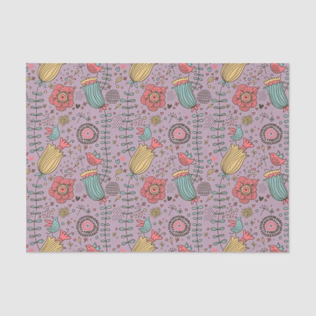 Stilvolles Blumenmuster mit Blumen Seidenpapier (Vorderseite)
