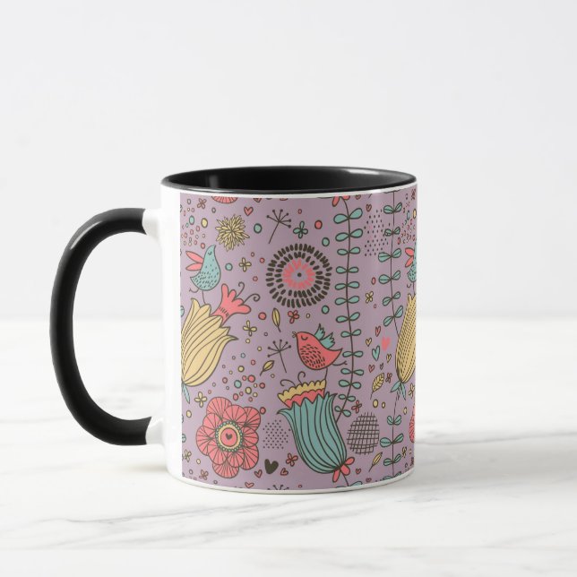 Stilvolles Blumenmuster mit Blumen Tasse (Links)
