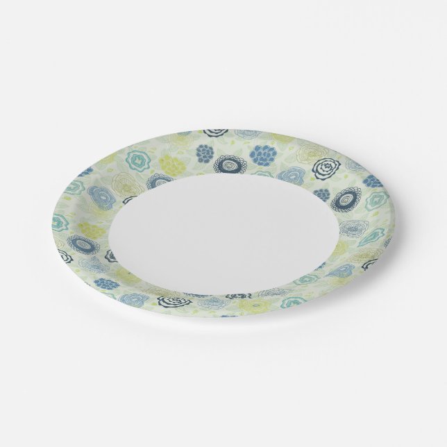 Stilvolles Blumenmuster mit niedlichen Blume Pappteller (Schrägansicht)