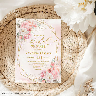 Stilvolles Boho Blush Gold Frame Brautparty laden  Einladung