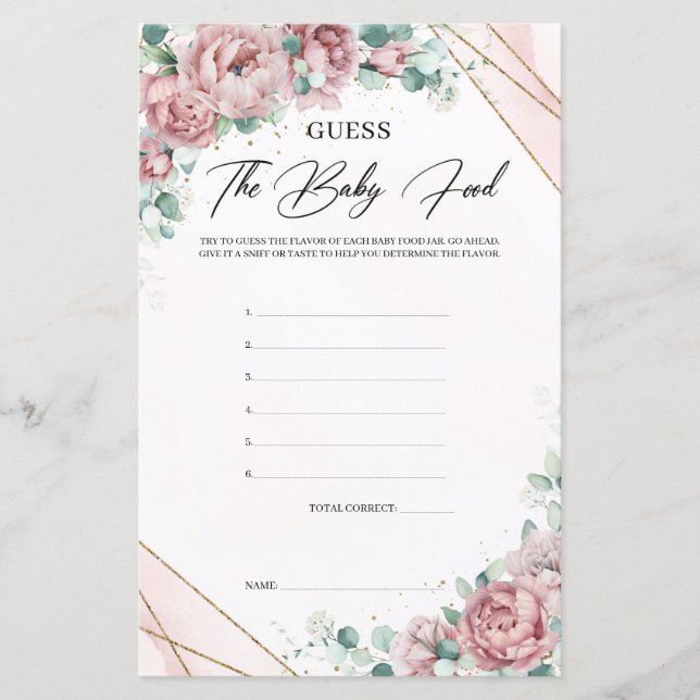 Stilvolles boho blütendes Gold Raten Das Baby Food (Vorderseite)