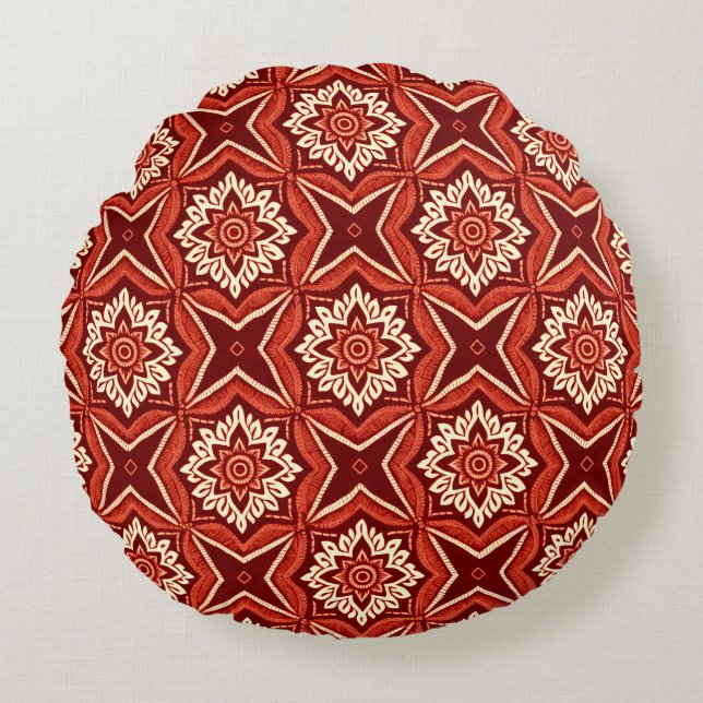 Stilvolles Boho Chic Floral Pattern Rundes Kissen (Vorderseite)