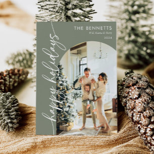 Stilvolles Boho Happy Holidays Arch Foto Feiertagskarte