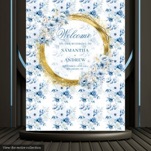 Stilvolles Boho-Pastell-Blau-Gold-Hochzeits-Foto-R Wandteppich
