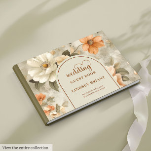 Stilvolles Boho-Terrakotta-Elfenbein-Sage-Hochzeit Gästebuch