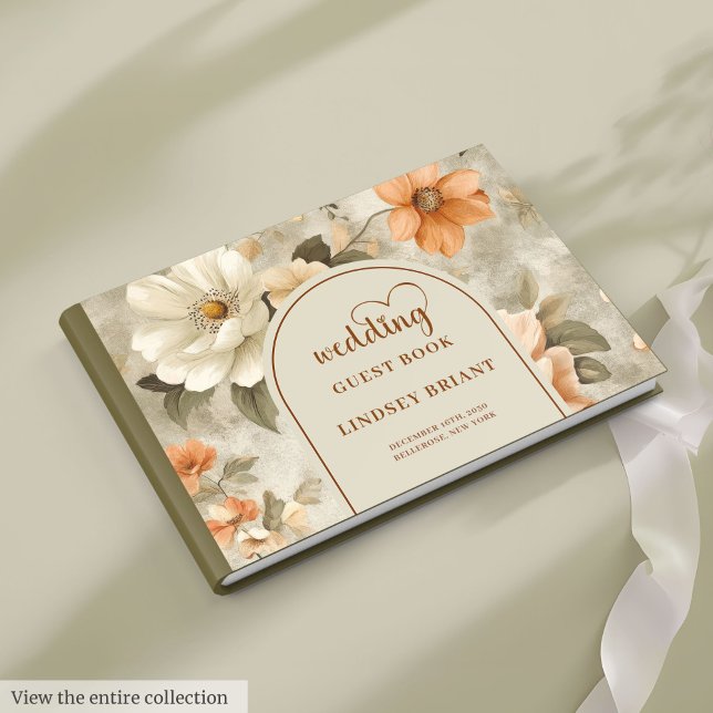 Stilvolles Boho-Terrakotta-Elfenbein-Sage-Hochzeit Gästebuch (Stylish Boho Terra Cotta Ivory Sage Wedding Guest Book)