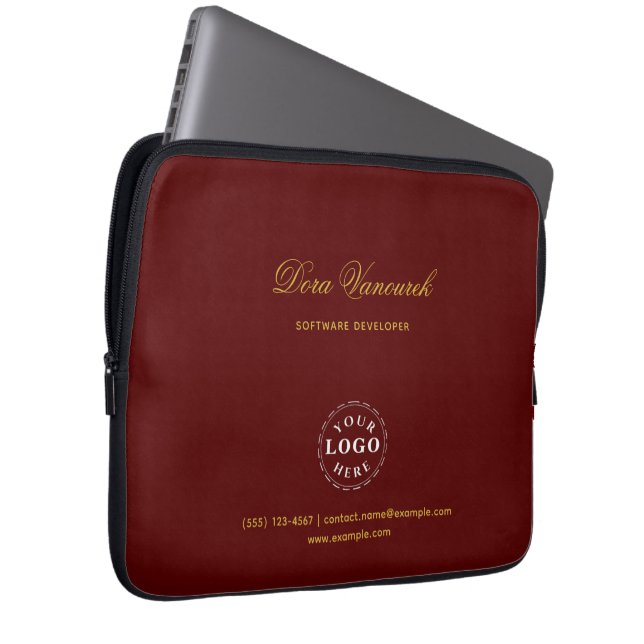 Stilvolles bordeauxrotes benutzerdefiniertes Skrip Laptopschutzhülle (Vorne Rechts)