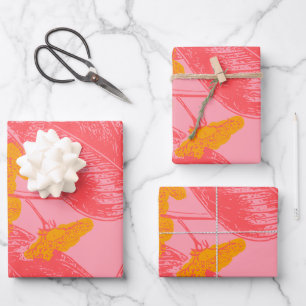 Stilvolles botanisches Leaf Naturkunst in Rosa und Geschenkpapier Set