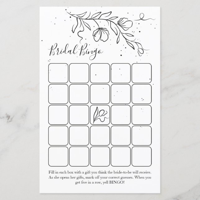 Stilvolles Brautparty-Bingospiel (Vorderseite)
