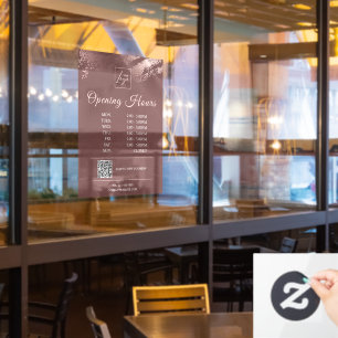 Stilvolles Bronze Geschäft Öffnungszeiten Logo QR  Fensteraufkleber