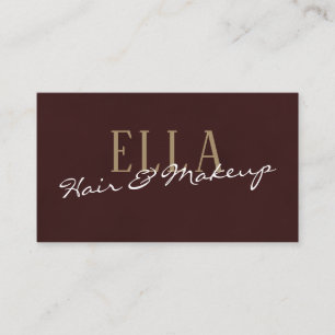 Stilvolles Burgundy Watercolor Haare Makeup Visitenkarte