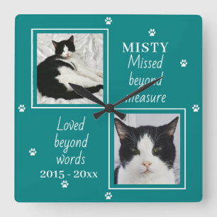 Stilvolles Cat Memorial Fehled Beyond Measure Foto Quadratische Wanduhr