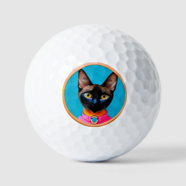 Stilvolles Cat-Portrait mit feinen Farben Golfball (Vorderseite)
