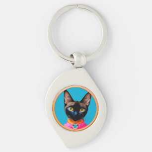 Stilvolles Cat-Portrait mit feinen Farben Schlüsselanhänger