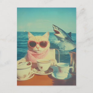 Stilvolles Cat's Ocean Tea Party Postkarte
