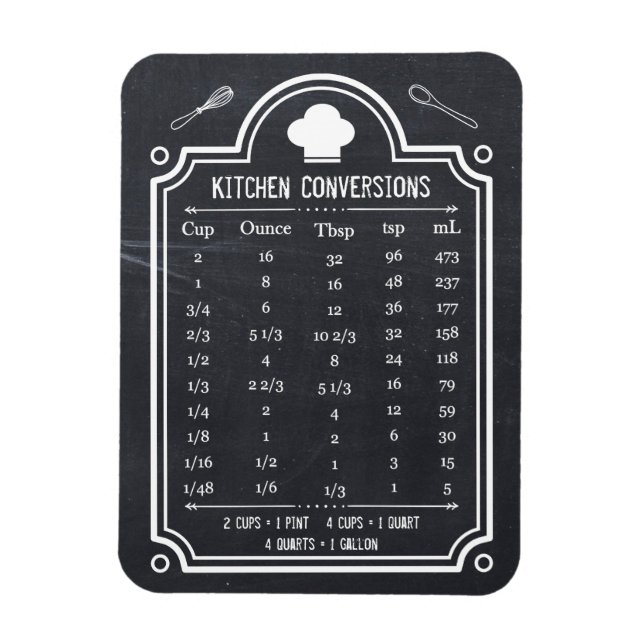Stilvolles Chalkboard Kitchen Conversion Chart Magnet (Vertikal)
