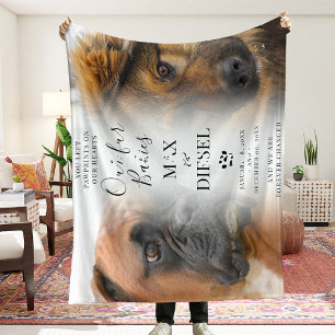 Stilvolles Chic Pet Memorial 2 x Foto Keepake Fleecedecke