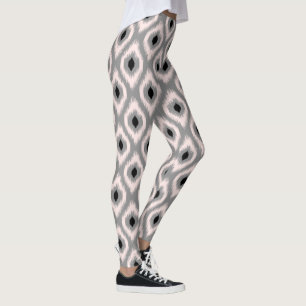 Stilvolles Chic Pink & Black Diamond Ikat Muster Leggings