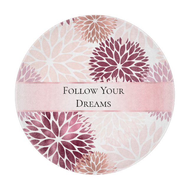 Stilvolles Chic Pink Floral Brautparty Schneidebrett (Vorderseite)