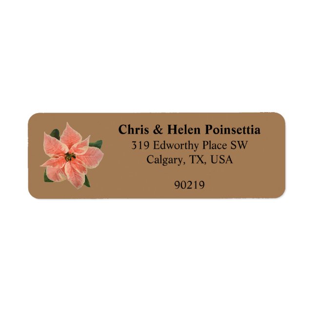 Stilvolles Coral Poinsettia Gold Address Label (Vorne)