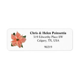 Stilvolles Coral Poinsettia White Address Label