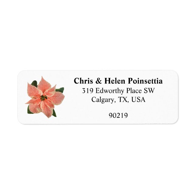 Stilvolles Coral Poinsettia White Address Label (Vorne)
