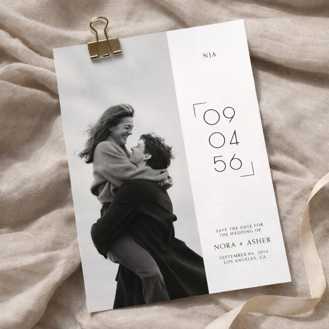 Stilvolles Datum Modernes Monogramm Hochzeitsfoto Save The Date (Von Creator hochgeladen)