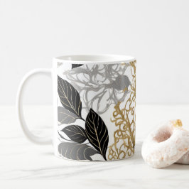 Stilvolles Design aus Gold, Schwarz und Grau-Leaf Kaffeetasse