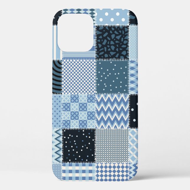 Stilvolles Design, geometrische Fliesen, blaue Far Case-Mate iPhone Hülle (Rückseite)