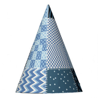 Stilvolles Design, geometrische Fliesen, blaue Far Partyhütchen