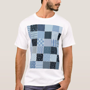 Stilvolles Design, geometrische Fliesen, blaue Far T-Shirt