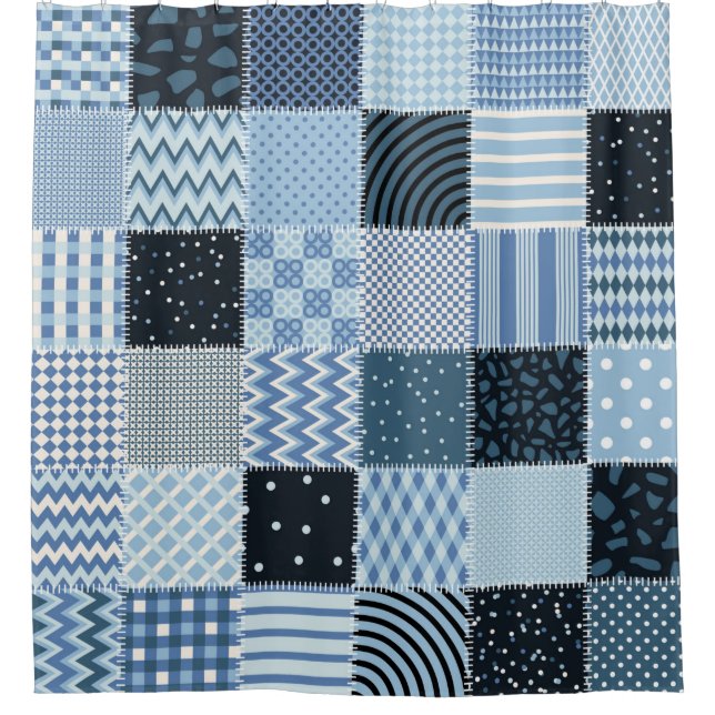 Stilvolles Design. Nahtloses Patchwork-Muster aus  Duschvorhang (Vorderseite)