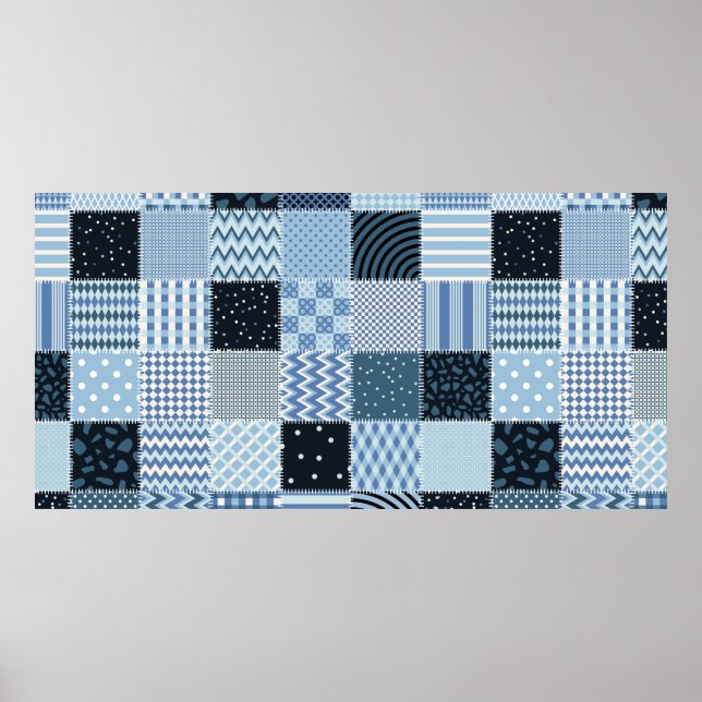 Stilvolles Design Nahtloses Patchwork-Muster aus S Poster (Vorne)