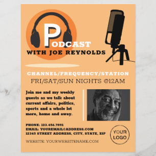 Stilvolles Design, Podcaster, Podcast-Werbung Flyer