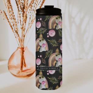 Stilvolles Dinosaurier-Muster   Monogramm-Becher Thermosbecher