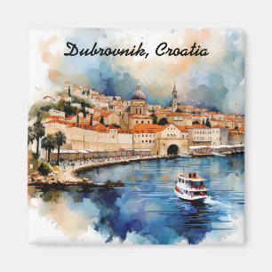 Stilvolles Dubrovnik Kroatien Aquarell-Gemälde Magnet